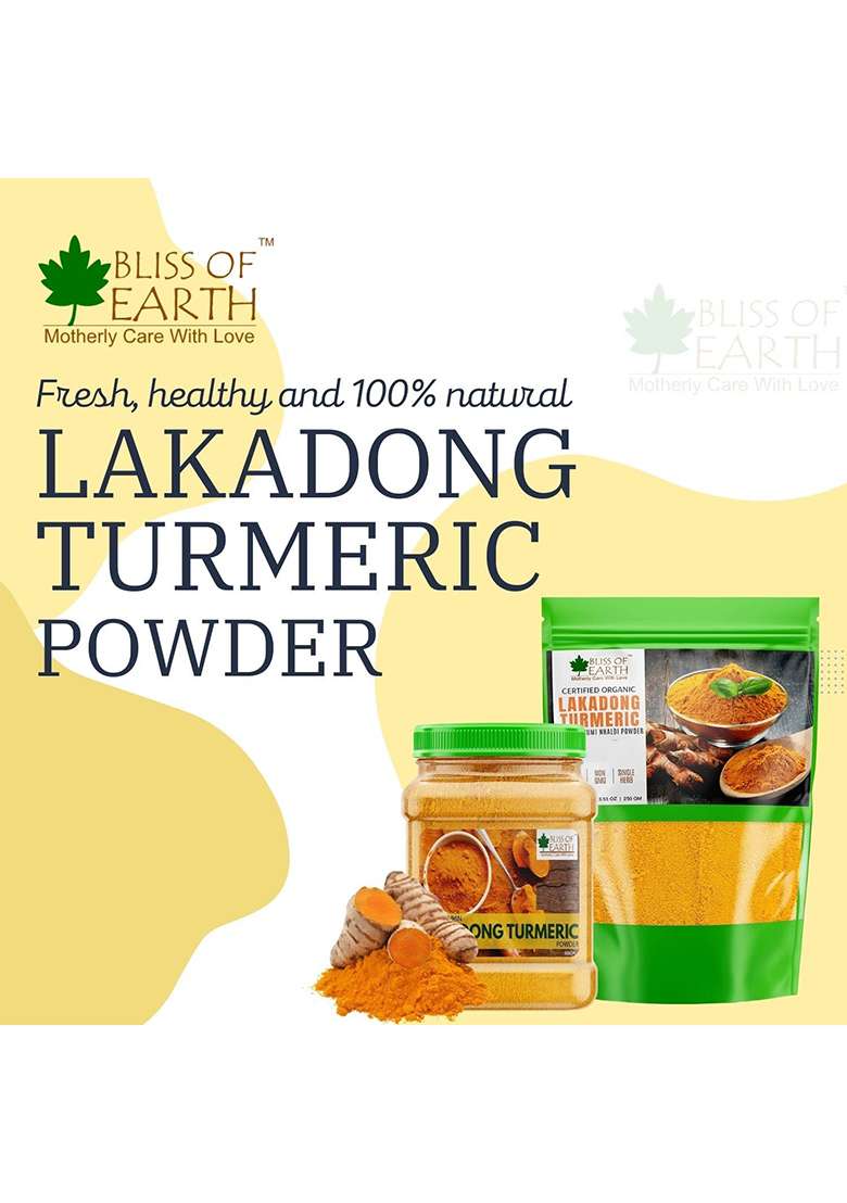 Bliss Of Earth Turmeric Pure Haldi Powder Curcumin From Meghayala Certified Organic Lakadong Antioxidant & Anti-Inflammatory 500Gm Pack 2 - Indya