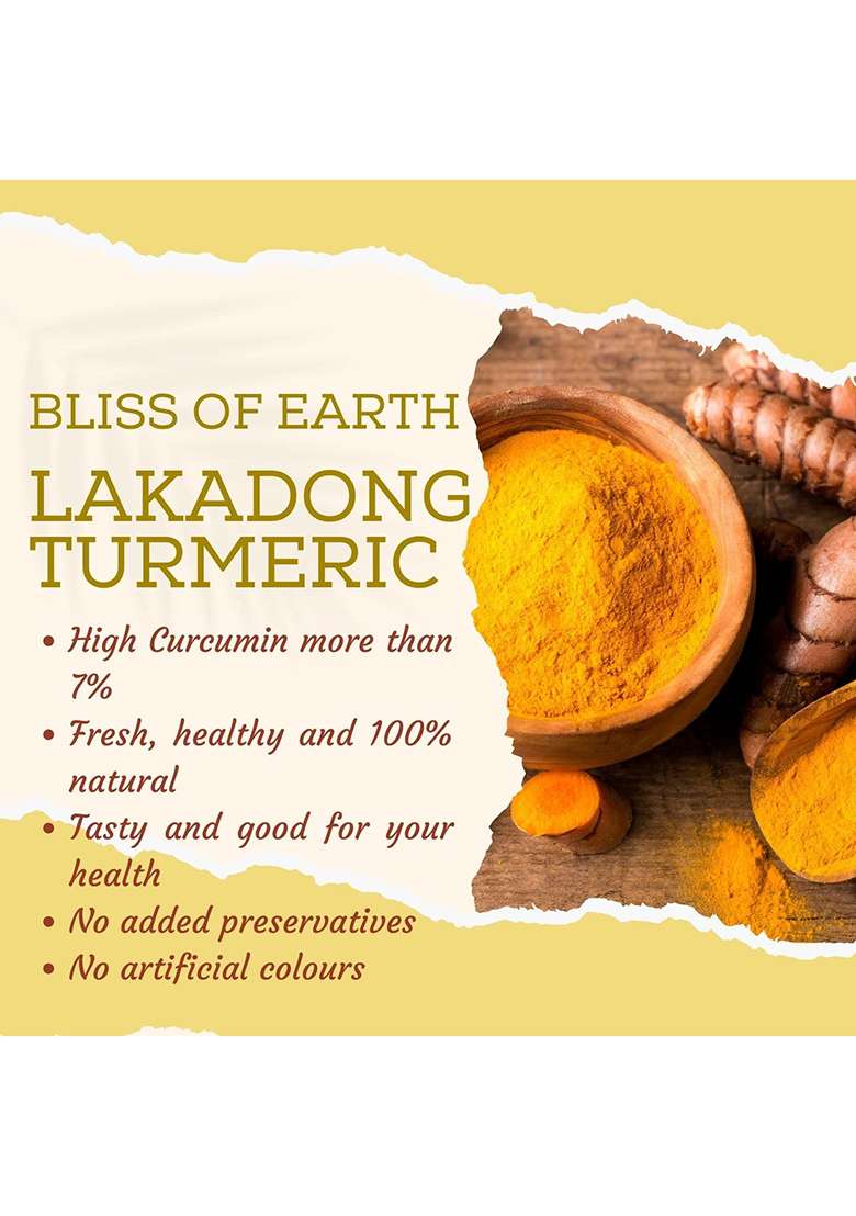 Bliss Of Earth Turmeric Pure Haldi Powder Curcumin From Meghayala Certified Organic Lakadong Antioxidant & Anti-Inflammatory 500Gm Pack 2 - Indya