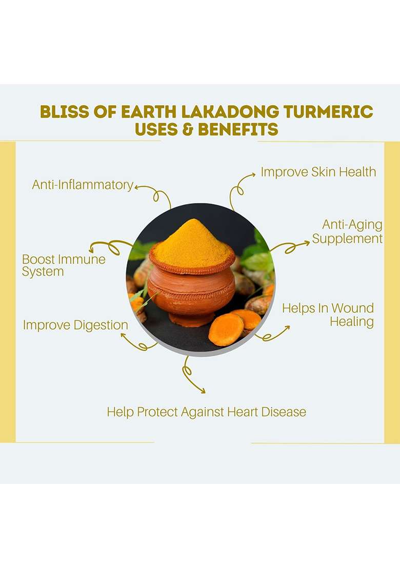 Bliss Of Earth Turmeric Pure Haldi Powder Curcumin From Meghayala Certified Organic Lakadong Antioxidant & Anti-Inflammatory 500Gm Pack 2 - Indya