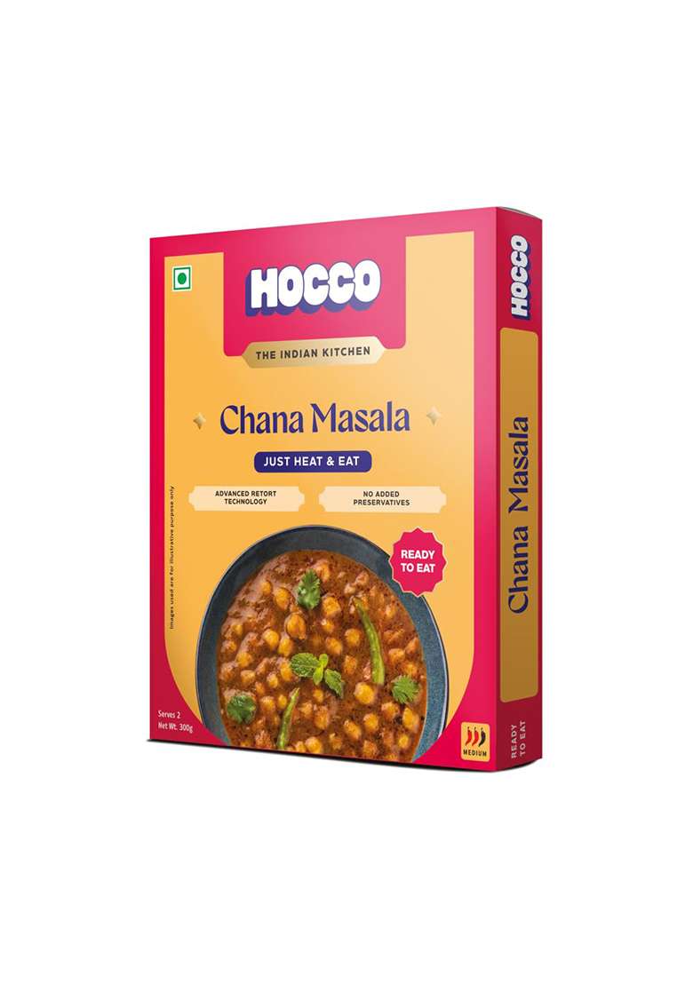 Hocco Chana Masala Ready To Eat | Just Heat And Pure Veg Indian Food No Added Preservative & Colours Meal In 5 Minutes Microwave-Able Serves 2 300Gm (Pack Of 3) - Indya