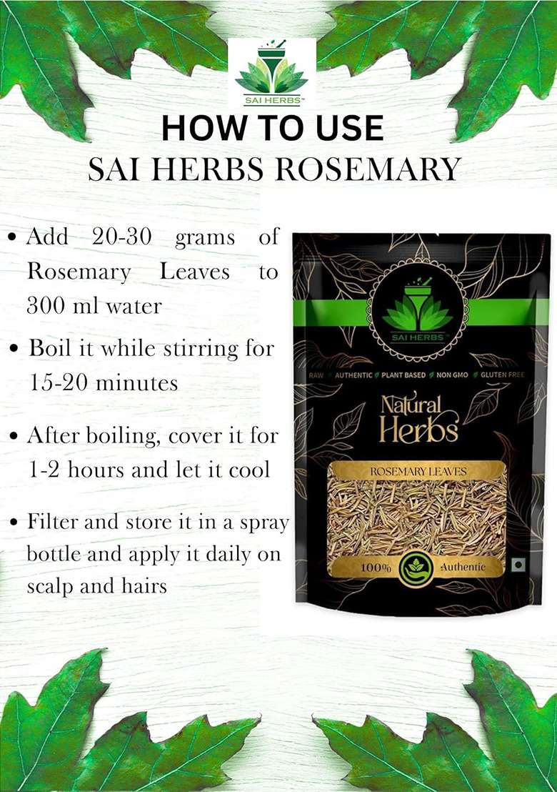 Sai Herbs Rosemary Dry Leaves | Used For Hair Growth Improves Digestion Enhances Memory & Concentration Pure Natural (500 Grams) - Indya