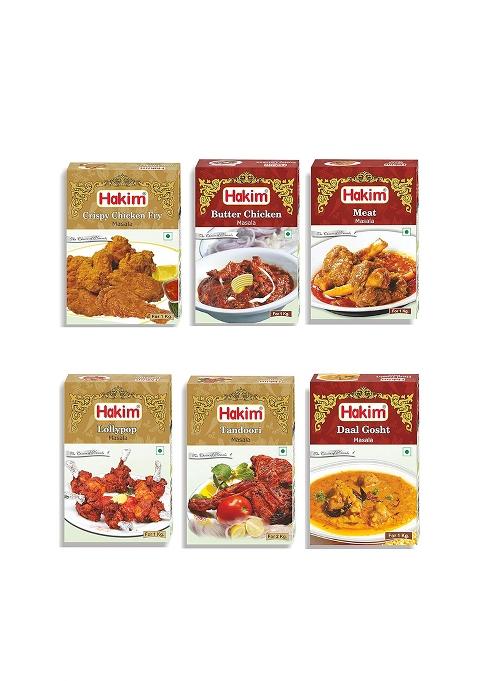 Hakim Authentic Mughlai Meat Masala, Lollypop Tandoori Daal Gosht Crp. Chicken Fry Butter Masala (Combo Of 6)