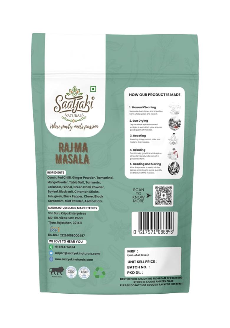 Saatyaki Naturals Jammu Rajma Masala (100Gm) 100% Pure, Freshly Ground Spice For Cooking, Non-Gmo, Gluten-Free Perfect Curries, Marinades, And Seasoning