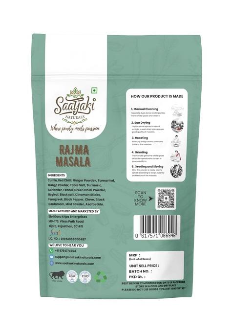 Saatyaki Naturals Jammu Rajma Masala (100Gm) 100% Pure, Freshly Ground Spice For Cooking, Non-Gmo, Gluten-Free Perfect Curries, Marinades, And Seasoning