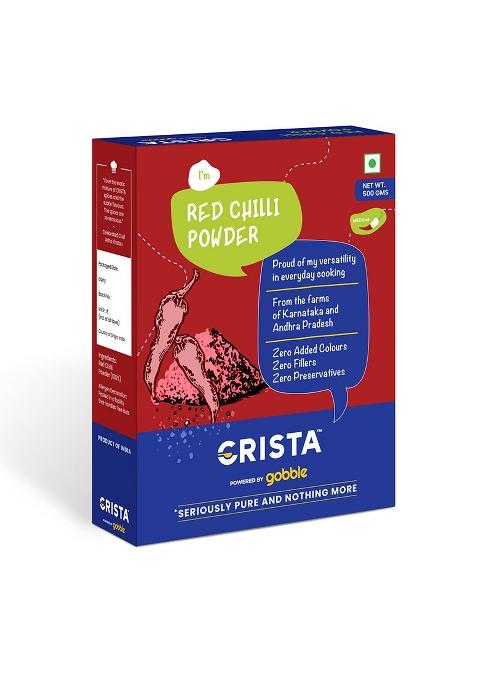 Crista Red Chilli Powder | Laal Mirch With Natural Oils Zero Added Colours, Fillers, Additives & Preservatives Medium Spicy Grade 500 Gms
