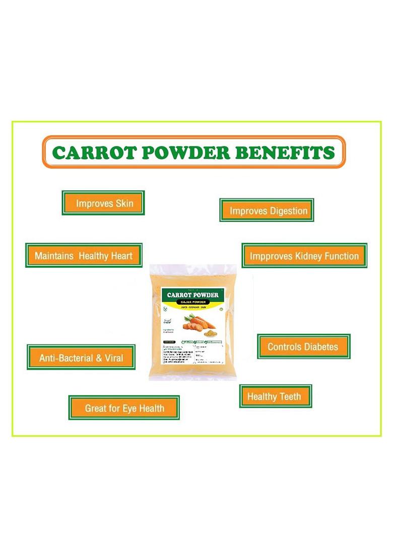 3V Products Carrot Powder 100Gm | Gajar Dehydrated, 100% Pure, Freshly Ground, Delicious Great For Juice, Cooking, Soup, Baking & Skin (Pack Of 1)