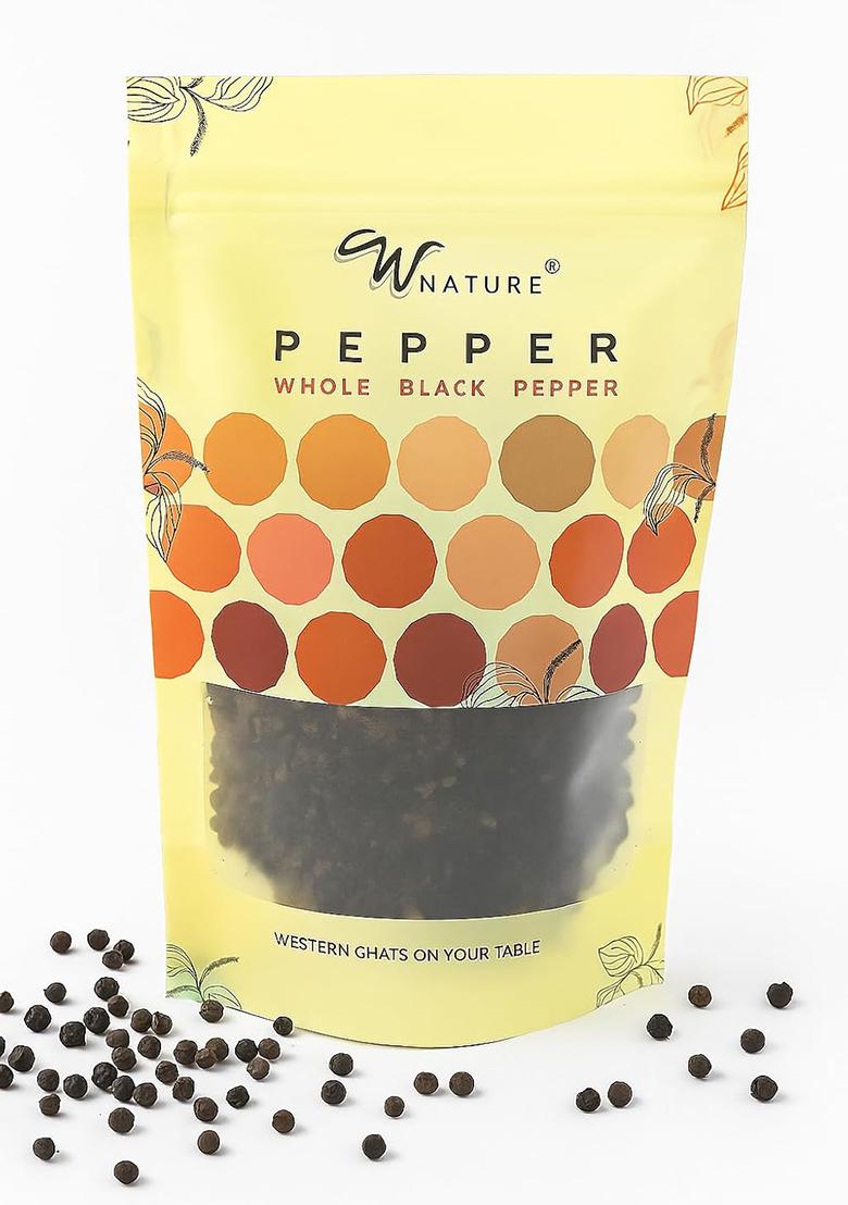 Wnature Organic Whole Black Pepper, 100 Gm