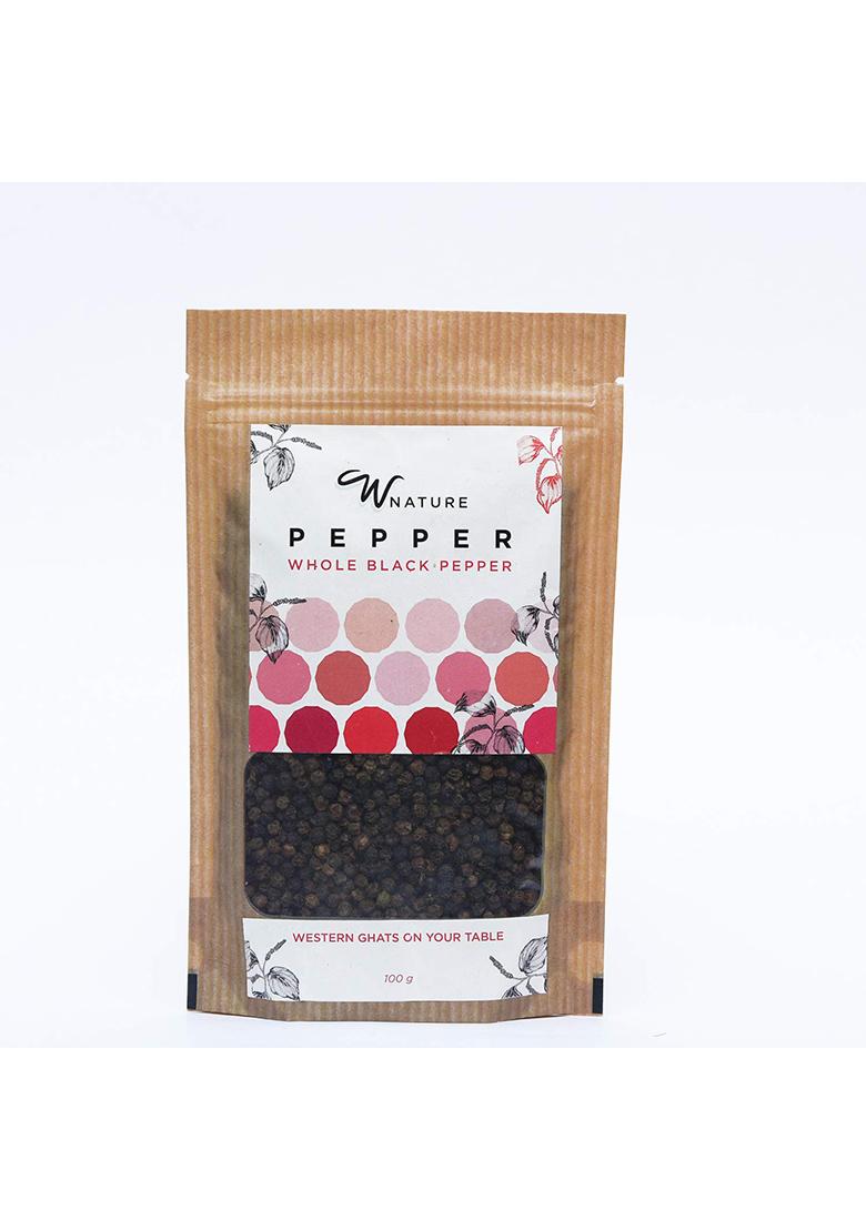 Wnature Organic Whole Black Pepper, 100 Gm