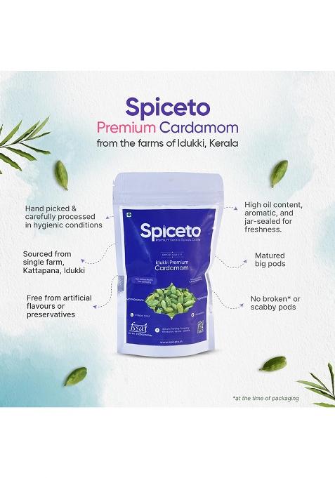Spiceto Whole Green Cardamom 50G | Farmer-Direct From Idukki Aroma Locked Packaging Free Artificial Colors, Preservatives Latest & Shipping
