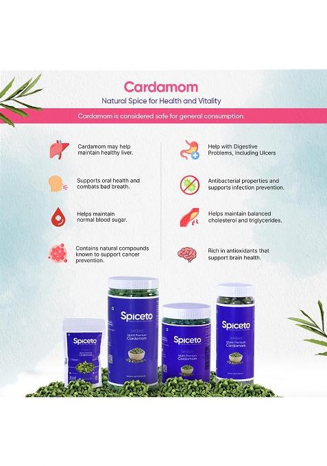 Spiceto Whole Green Cardamom 50G | Farmer-Direct From Idukki Aroma Locked Packaging Free Artificial Colors, Preservatives Latest & Shipping