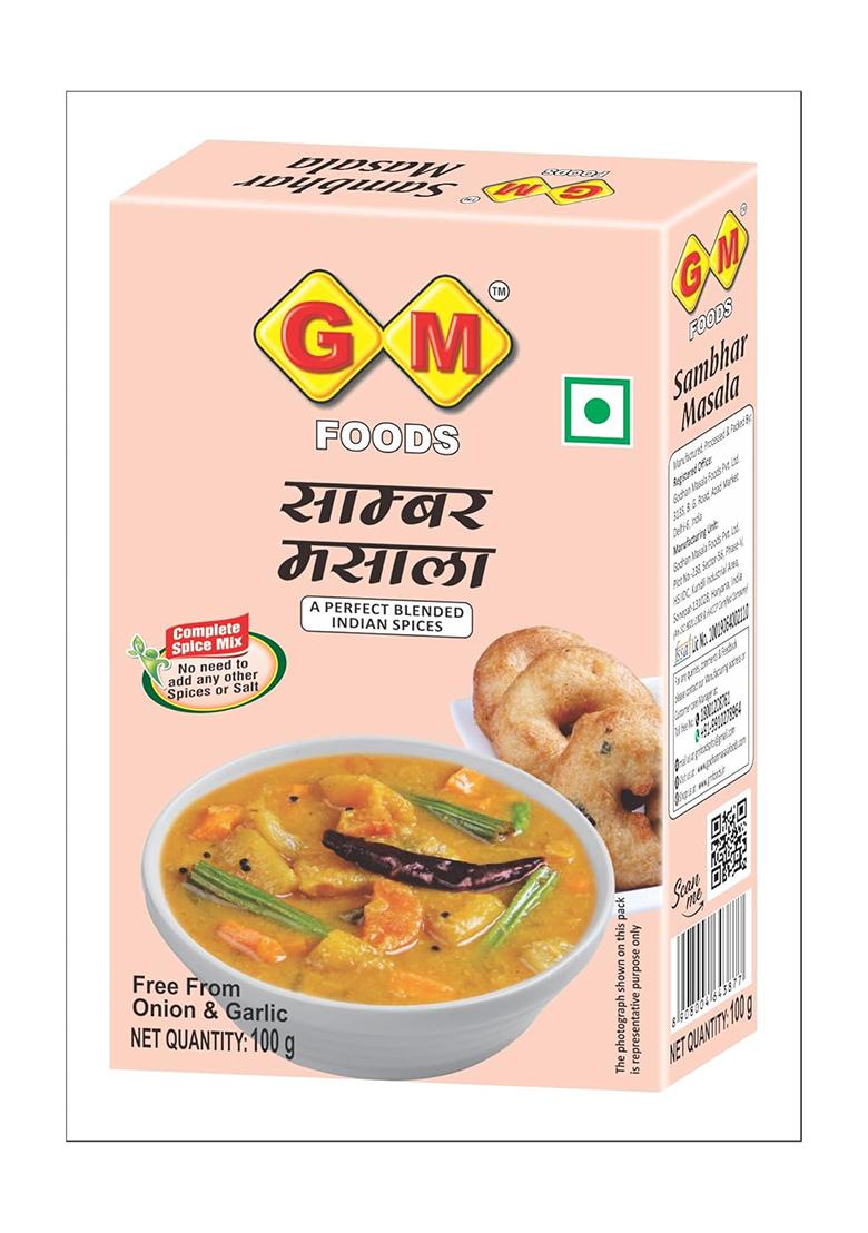 Gm Foods Sambhar Masala Powder 100G | Authentic South Indian Spice Blend For Sambar, Curry & Lentil Soup Seasoning Pure Natural Traditional Taste Homemade Cooking No Preservatives