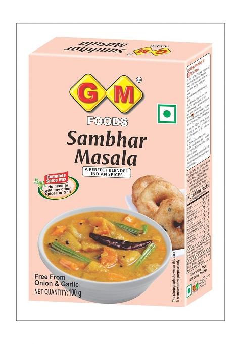 Gm Foods Sambhar Masala Powder 100G | Authentic South Indian Spice Blend For Sambar, Curry & Lentil Soup Seasoning Pure Natural Traditional Taste Homemade Cooking No Preservatives