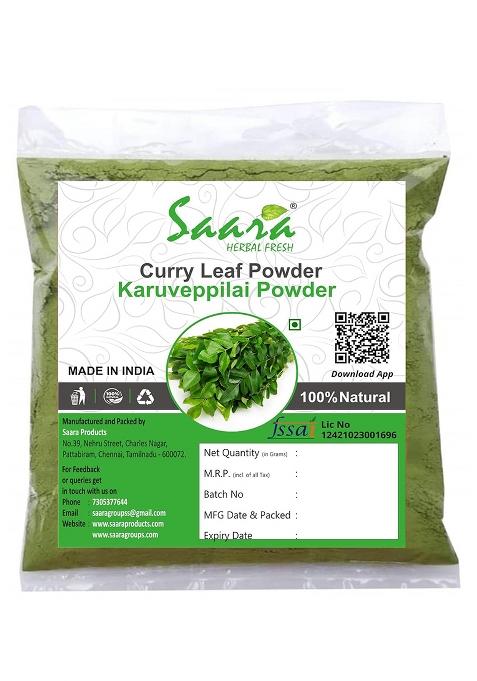 Saara Herbal Fresh Karuveppilai Powder, 50G, Curry Leaf Kadi Patta, Karibevu Powder For Hair & Eating,(Pack Of 1 X 50G)