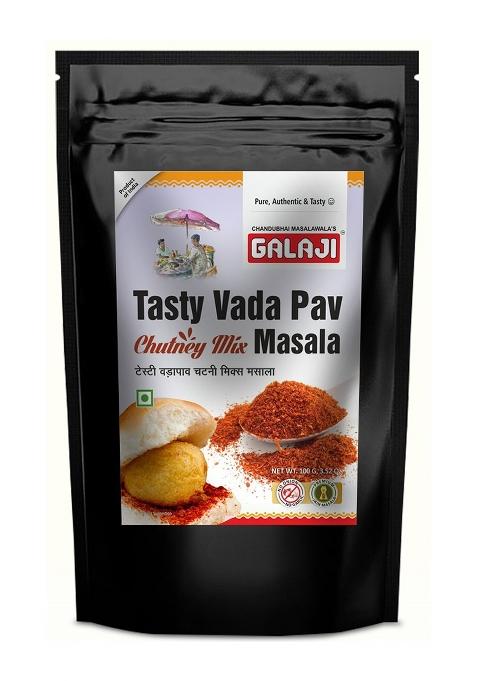 Galaji Tasty Vada Pav Chutney Mix Masala | 100 Grams Zip Lock Packing No Preservative Authentic Taste Premium Powdered
