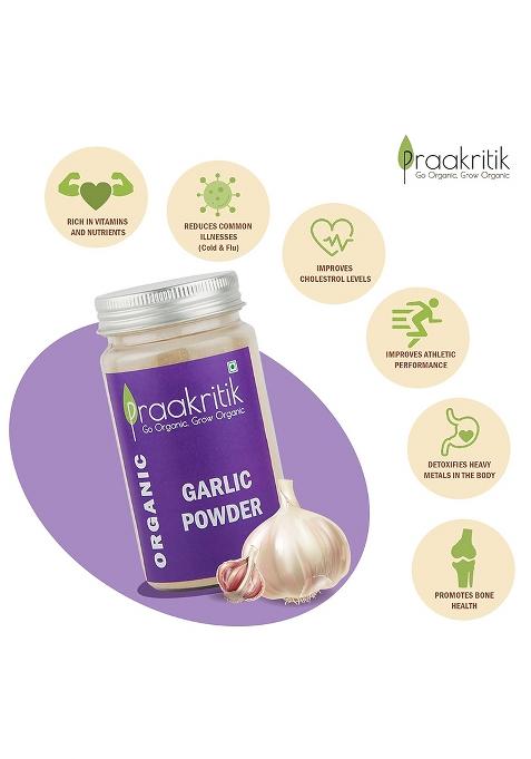 Praakritik Organic Garlic Powder | 100% & Natural Ready To Use Vegetarian No Added Preservatives And Colors Pack Of 4 100 Grams Each