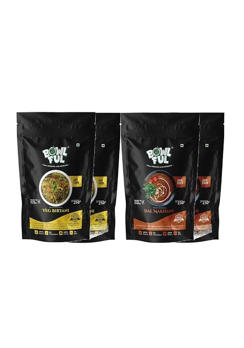 Bowlful Pack Of 2 Jain Hyderabadi Meal Combo 100% Natural Dal Makhani And Veg Biryani Ready To Eat Freeze Dried Food