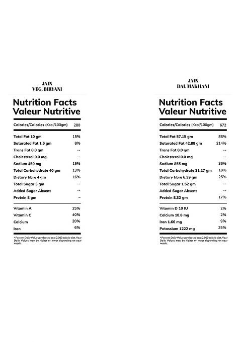Bowlful Pack Of 2 Jain Hyderabadi Meal Combo 100% Natural Dal Makhani And Veg Biryani Ready To Eat Freeze Dried Food