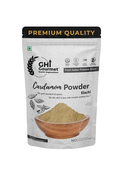 Gourmet Health Impressions Superior Grade Cardamom (Elaichi) Powder 75G - Intensely Aromatic, Finely Ground, Non-Gmo Ideal For Exquisite Flavoring | Ghi Foods Spices