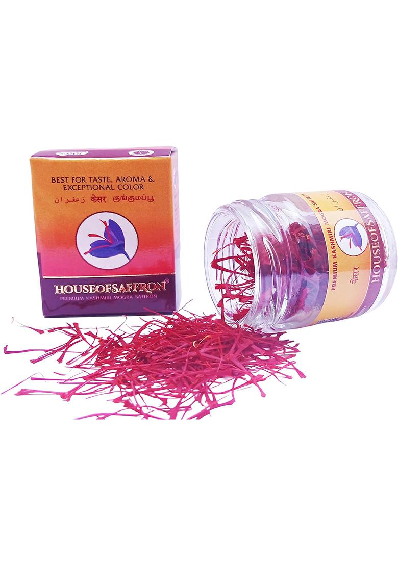 House Of Saffron 5Grams Kashmir Mogra Kesar Premium Original For Pregnant Women, Milk, Cooking, Biryani, Skin, Grade A1+++ Natural All Red Long Threads Pure Real