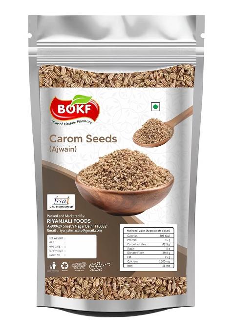 Bokf Carom Seeds | Ajwain Whole 100% Pure & Natural Strong Aroma Taste For Digestion, Cooking Home Remedies 100G Pack