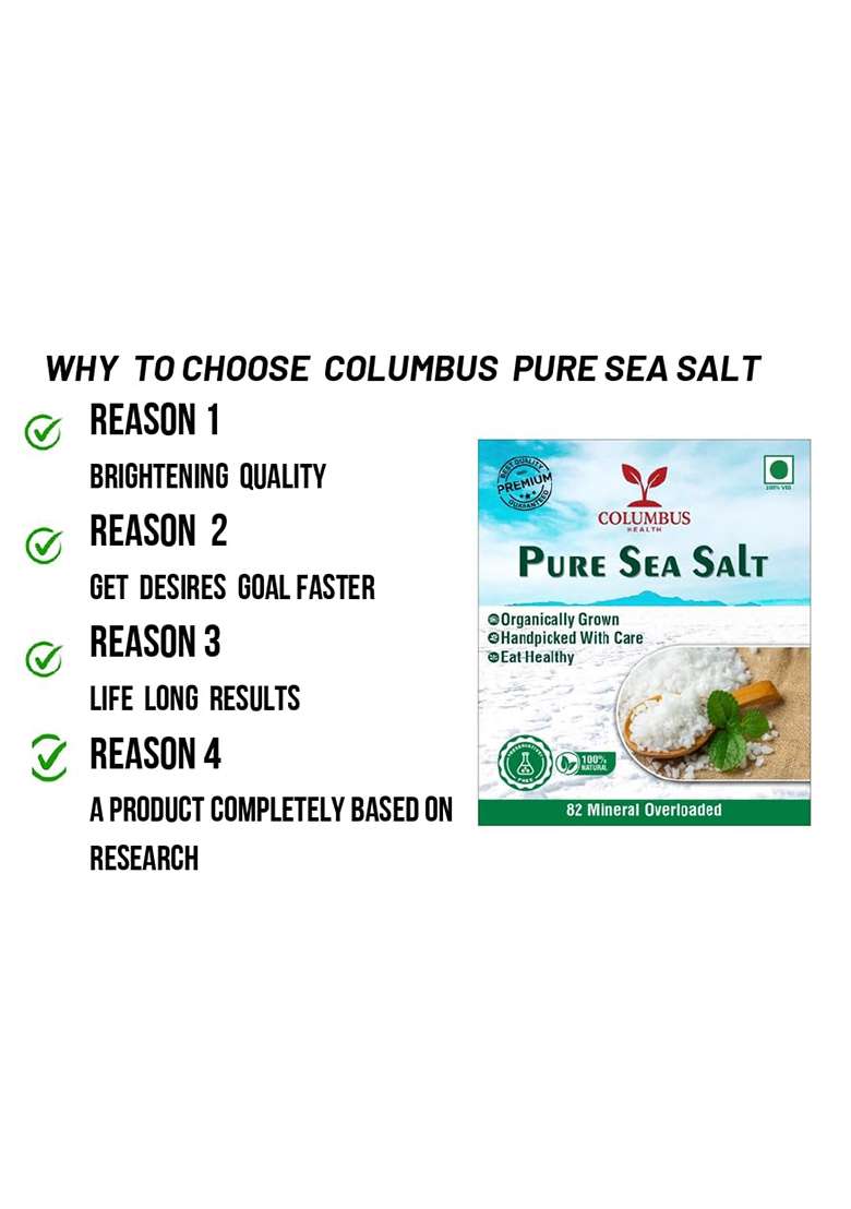 Columbus Health Original Sea Salt 1000G | 100% Natural, 82 Mineral Blend - Indya