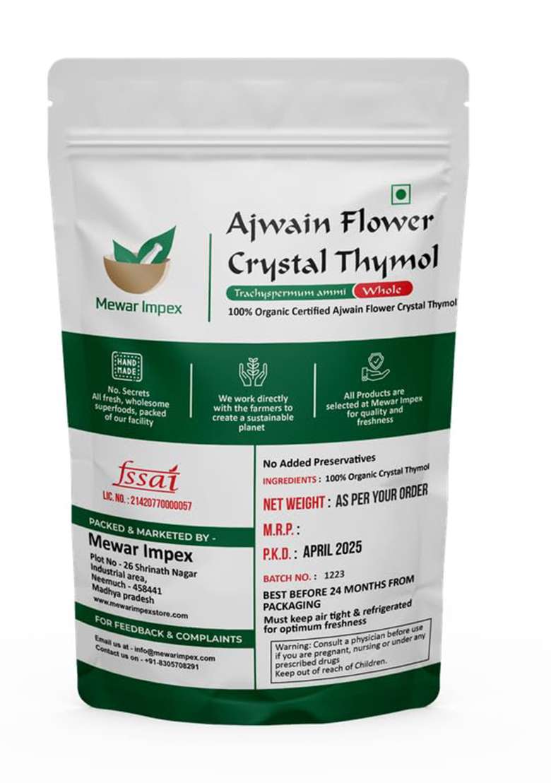Mewar Impex Ajwain Flower 100 Gm | Thymol Crystals Thymus Vulgaris Ka Phool Joni Guti Yamani Ajamo Vamu Puvvu Waadakki Huvu - Indya