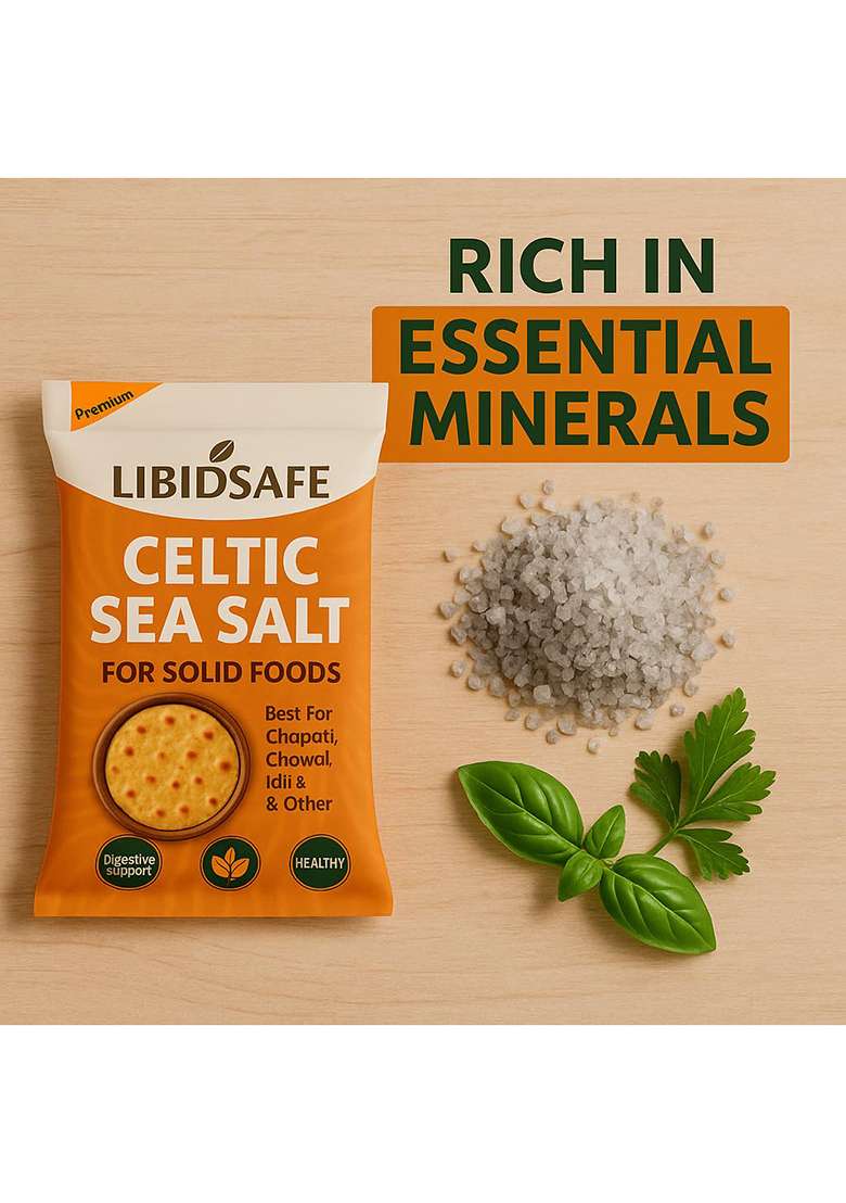 Libidsafe Celtic Sea Salt Organic 82 Minerals Coarse - Special For Chapati, Roti, Dhosa, Idli & Etc Pure Unrefined Enhanced Flavor And Many Health Benefits - Indya