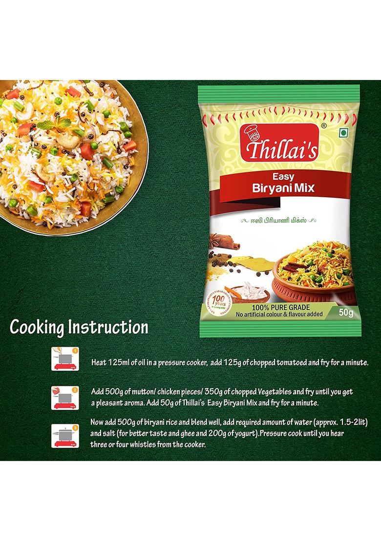 Thillai'S Easy Biriyani Masala Mix & Chicken 65 Combo- 50G (Each Pack Of 3) | To Cook Non-Veg Masalas Blended Spice For Healthy Delicious Flavourful Cooking