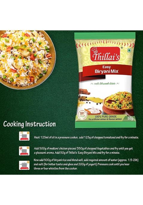 Thillai'S Easy Biriyani Masala Mix & Chicken 65 Combo- 50G (Each Pack Of 3) | To Cook Non-Veg Masalas Blended Spice For Healthy Delicious Flavourful Cooking