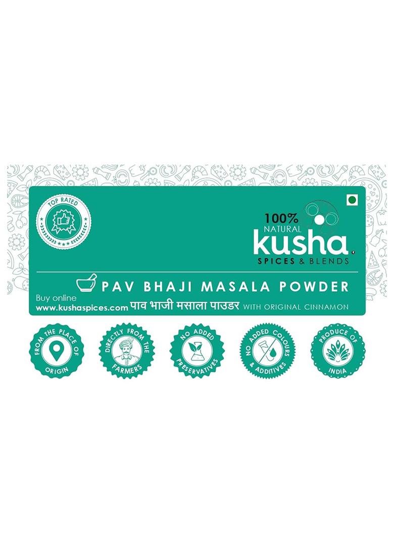 Kusha Spices & Blends Pav Bhaji Masala (100G) | Proprietary Blend Powered Spice Natural Delicately Aromatic Contains Cinnamon Flavorful Original Recipe Vegetable Curry Bread