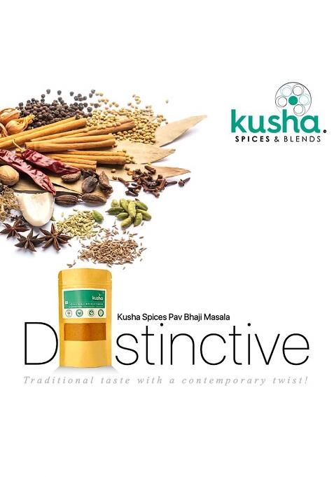 Kusha Spices & Blends Pav Bhaji Masala (100G) | Proprietary Blend Powered Spice Natural Delicately Aromatic Contains Cinnamon Flavorful Original Recipe Vegetable Curry Bread