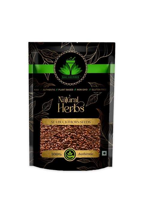 Sai Herbs Sea Buckthorn Raw Seed - Used For Nourishes Skin Rich In Fatty Acids No Added Sugar Pure & Natural (50 Grams)