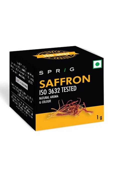 S P R I G Sprig Saffron Iso 3632 Grade 2 | Pure Kesar For Golden Milk, Sweets, Chai & Everyday Cooking Lab-Tested Purity, Aroma Colour 1G