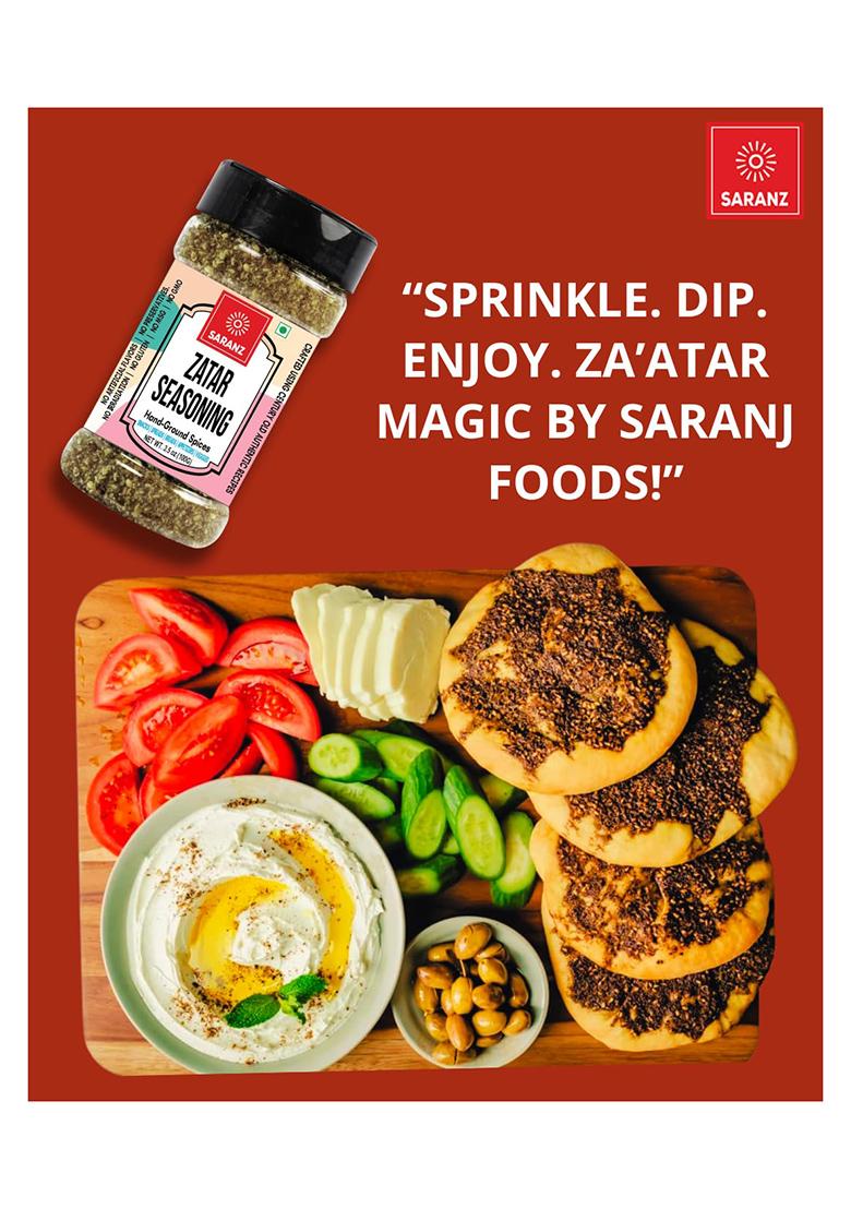 Saranz Zatar Seasoning | Instant Use Spice Powders And Seasonings Perfect For Sprinkling Over Flatbreads, Roasted Vegetables, Salads, Meats, Marinades Etc Premium Artisanal Spices With Rich & Strong Flavour 100 Grams Bottle