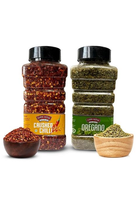 Carpe Victus Seasoning Combo (Pack Of 2) - 400G Chilli Flakes & 200G Oregano For Pizza, Pasta, Garlic Bread Italian Dishes.
