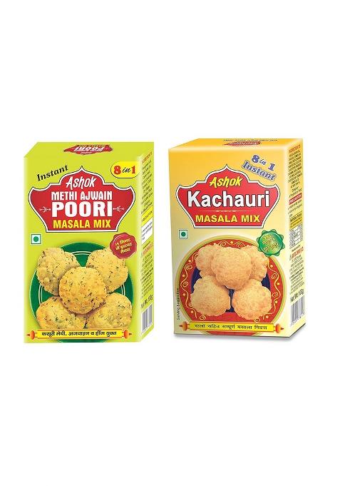 Ashok Nutririch Kachori Masala And Poori Combo Pack Of 4 (100 Gm Each)