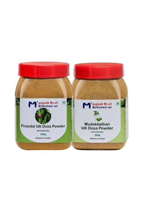 Murugan Idli Pirandai & Mudakkathan Dosa Podi Combo Pack, 200G Each, Traditional South Indian Spice Powder For Idli, And Rice, 2 Pieces