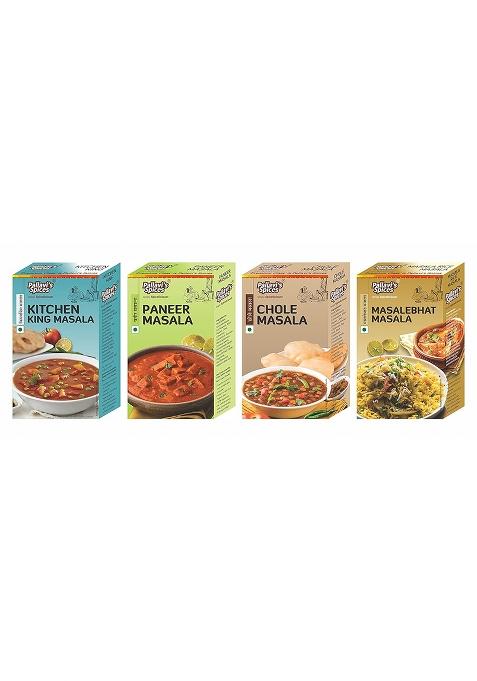 Pallavi'S Spices Kitchen King Masala, Paneer Chole And Masalebhat 200G (Combo Of 4)