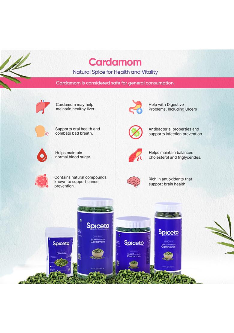 Spiceto Whole Green Cardamom 100G | Farmer-Direct From Idukki Aroma Locked Jar Packaging Free Artificial Colors, Preservatives Latest & Shipping