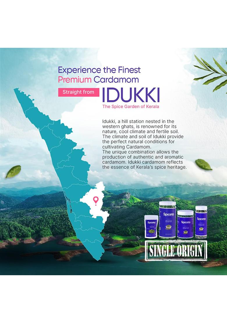 Spiceto Whole Green Cardamom 100G | Farmer-Direct From Idukki Aroma Locked Jar Packaging Free Artificial Colors, Preservatives Latest & Shipping