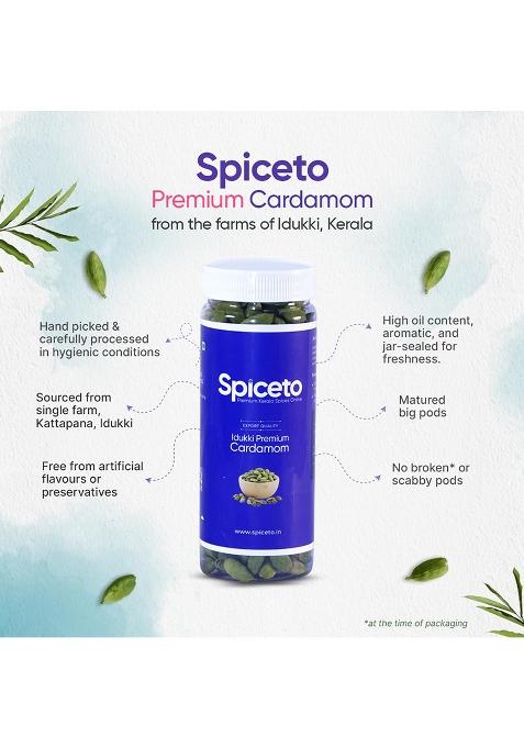 Spiceto Whole Green Cardamom 100G | Farmer-Direct From Idukki Aroma Locked Jar Packaging Free Artificial Colors, Preservatives Latest & Shipping