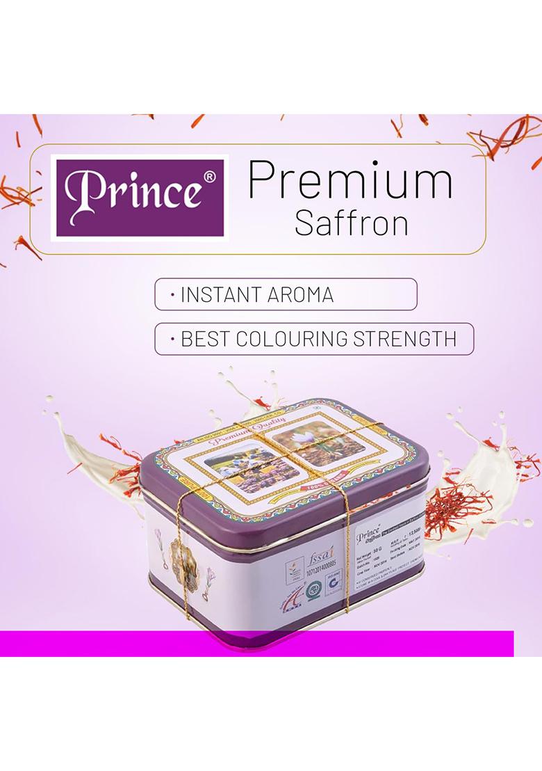Prince Pure Spanish Kesar Saffron Original (10Gm Tin) | Threads Ideal For Sweets, Milk, Desserts & Beverages