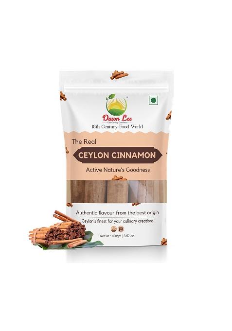 Dawn Lee ( 18Th Century Goodness ) Ceylon Cinnamon Sticks (Dalchini) 100G | True Sri Lankan Quills 100% Natural, Pure, Sweet & Aromatic Vegan, Gluten-Free Resealable Pack Ideal For Tea, Coffee, Desserts Cooking