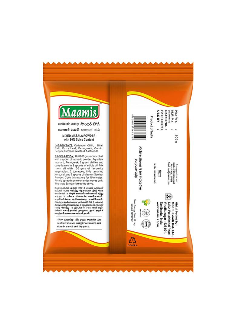 Maamis Maami S Sambar Powder 500G | Authentic South Indian Spice Blend Traditional Flavorful Masala For Homemade