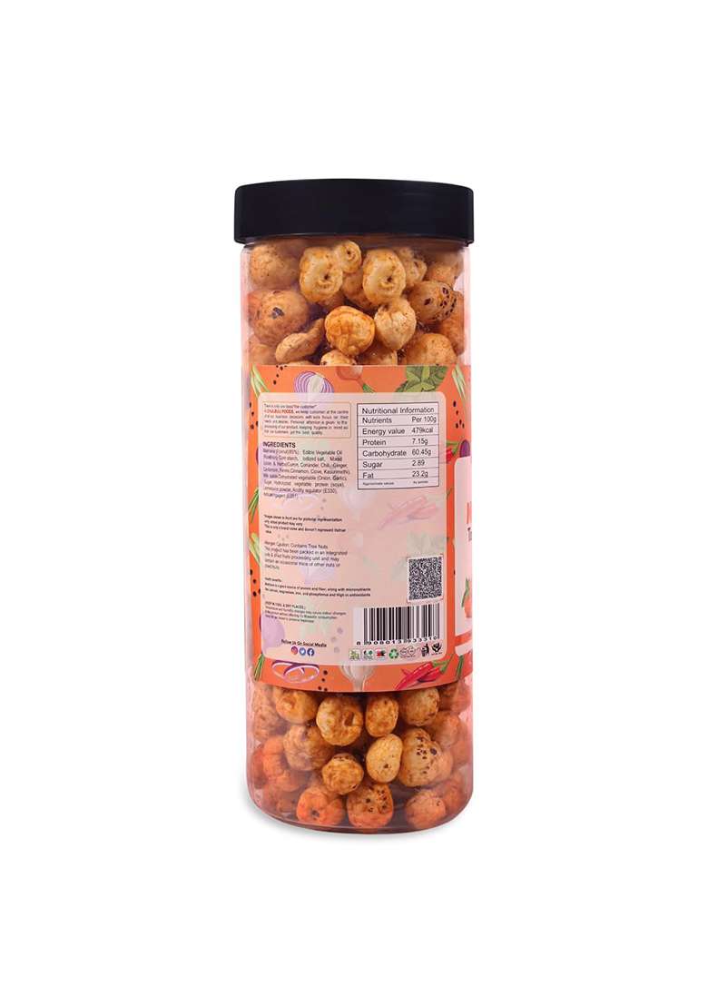 Pp Chulbuli Roasted Makhana Tandoori Masala Flavoured | Healthy Snacks Phool Dry Fruits In Fresh Rich Calcium Foxnut Crunchy & Light Trans Fat Palm Oil Free 90 Gm, Pack Of 2 - Indya