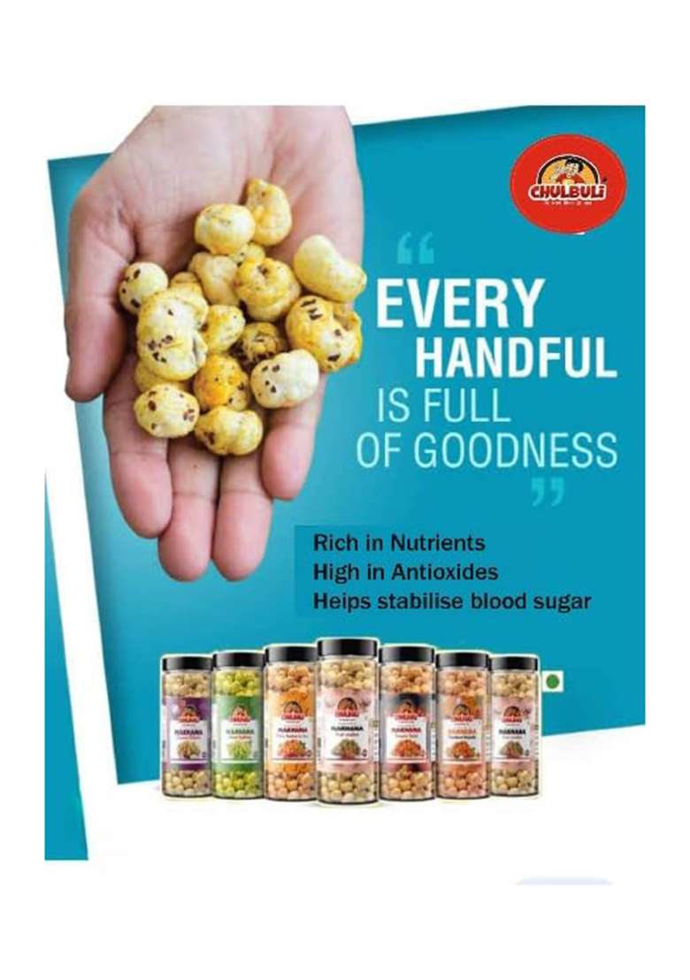 Pp Chulbuli Roasted Makhana Tandoori Masala Flavoured | Healthy Snacks Phool Dry Fruits In Fresh Rich Calcium Foxnut Crunchy & Light Trans Fat Palm Oil Free 90 Gm, Pack Of 2 - Indya
