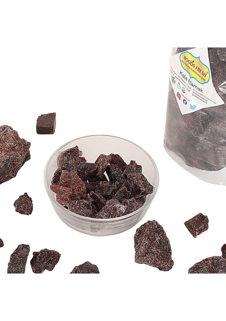 Roods Fresh Whole Natural Himalayan Black Salt Crystals | Kala Namak Chunks Loon (400 Gram) - Indya