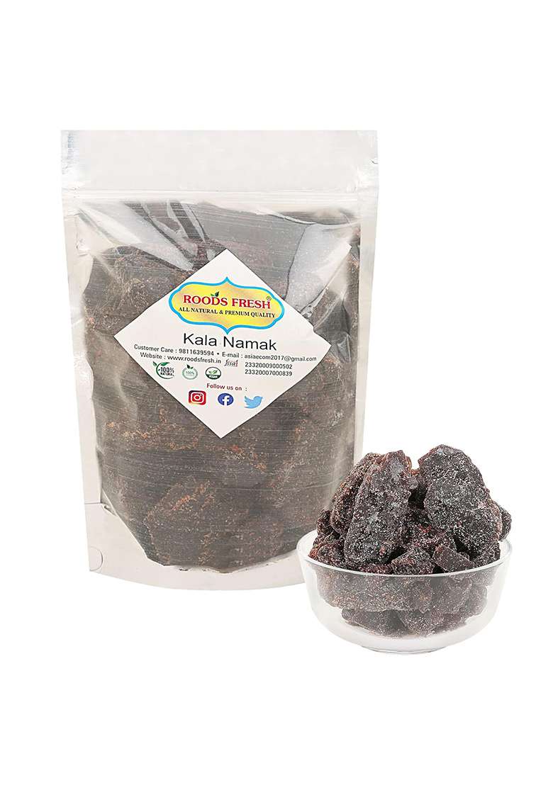 Roods Fresh Whole Natural Himalayan Black Salt Crystals | Kala Namak Chunks Loon (400 Gram) - Indya