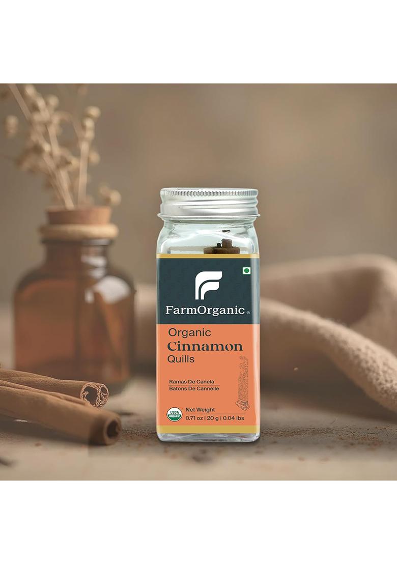 Farm Organic Cinnamon Sticks 20G Dalchini Shuddh & Aromatic Indian Spice For Everyday Cooking, Ghar Ka Asli Swad Aur Khushboo