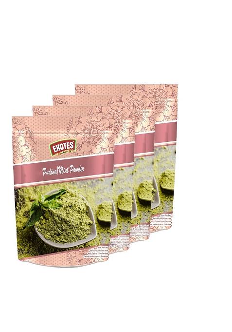 Exotes Pudina Powder 1000 Grams (250 X 4) | Gives Refreshing Taste And Tangy Flavour For Chutney, Raita, Chaat, Masala & More Indian Stree-Style Foods Easy To Sprinkle Fresh Zaika Chatpata Swad Adds Also Cool In Nimboo-Shikanji